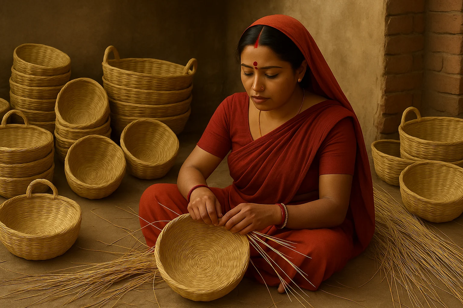 Artisan weaving basket